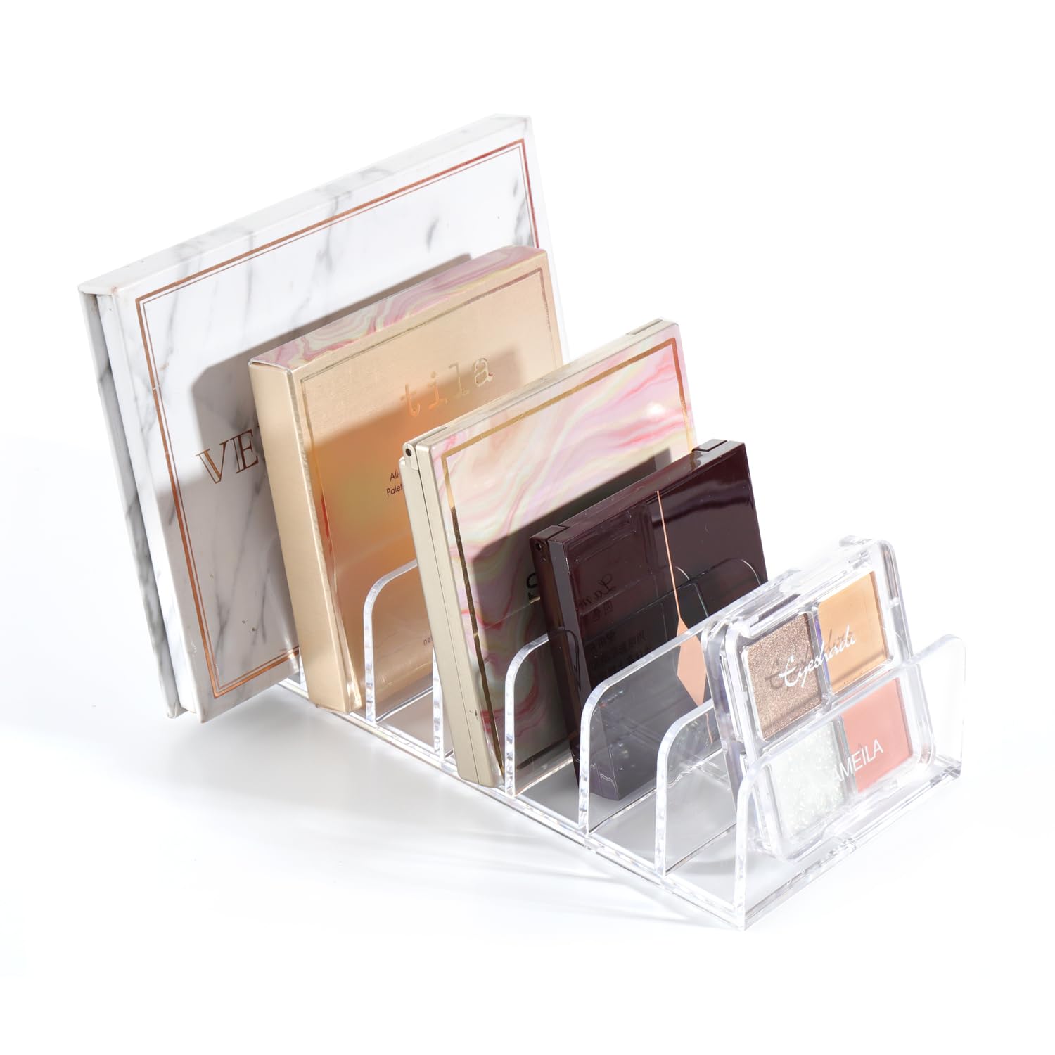 Makeup Organizer - Eyeshadow Palette Holder - Cosmetics Storage - Drawer Organizer - Letter Stand - Desk Accessories - Makeup Box - Bathroom Storage System - Sorting Tray - Acrylic Holder - Transparent - 1 Piece - Image 1