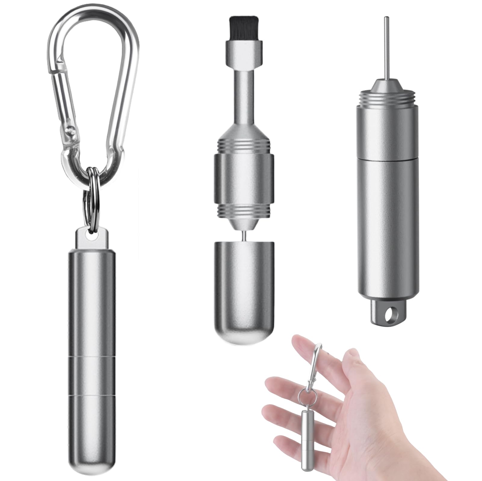 SIM card ejector—Earphone cleaning pen—Keychain cleaner—Mobile phone earphone cleaner—Bluetooth cleaner—Earbud cases—SIM card ejector—SIM eject pin—2-in-1 EDC eject pin reset tool (without carabiner) - Image 1