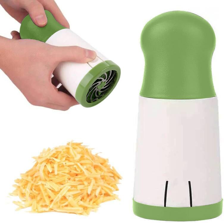 Cheese Mill - Cheese Grater - Parmesan Grater - Herb Mill - Manual Grater - Nut Grinder - Chocolate Grater - Kitchen Aid - Rotating Grater - Kitchen Utensils - Stainless Steel Blades - Hard Cheese Mill - Dishwasher Safe - White and Green - 1 Piece - Image 1