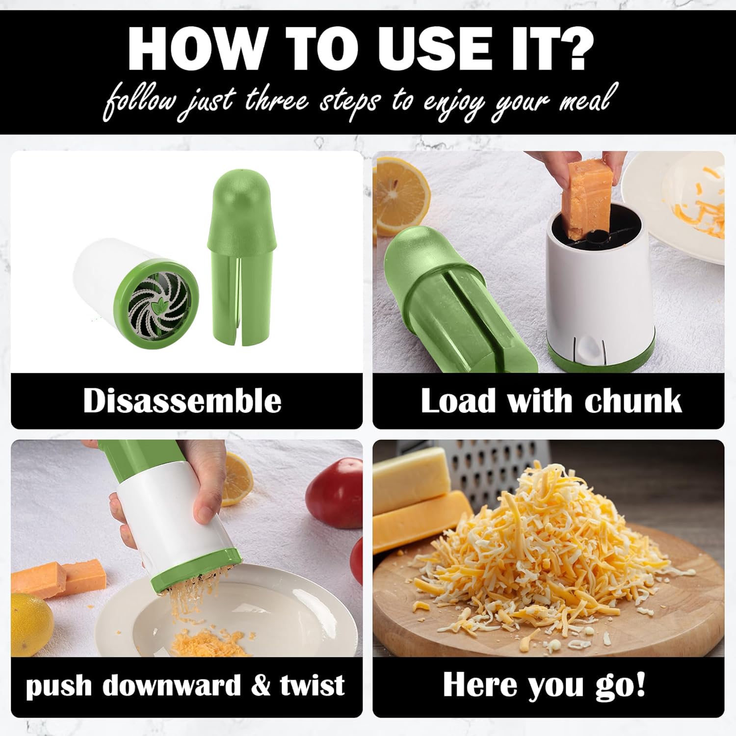 Cheese Mill - Cheese Grater - Parmesan Grater - Herb Mill - Manual Grater - Nut Grinder - Chocolate Grater - Kitchen Aid - Rotating Grater - Kitchen Utensils - Stainless Steel Blades - Hard Cheese Mill - Dishwasher Safe - White and Green - 1 Piece - Image 3