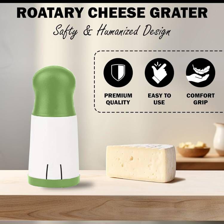 Cheese Mill - Cheese Grater - Parmesan Grater - Herb Mill - Manual Grater - Nut Grinder - Chocolate Grater - Kitchen Aid - Rotating Grater - Kitchen Utensils - Stainless Steel Blades - Hard Cheese Mill - Dishwasher Safe - White and Green - 1 Piece - Image 4