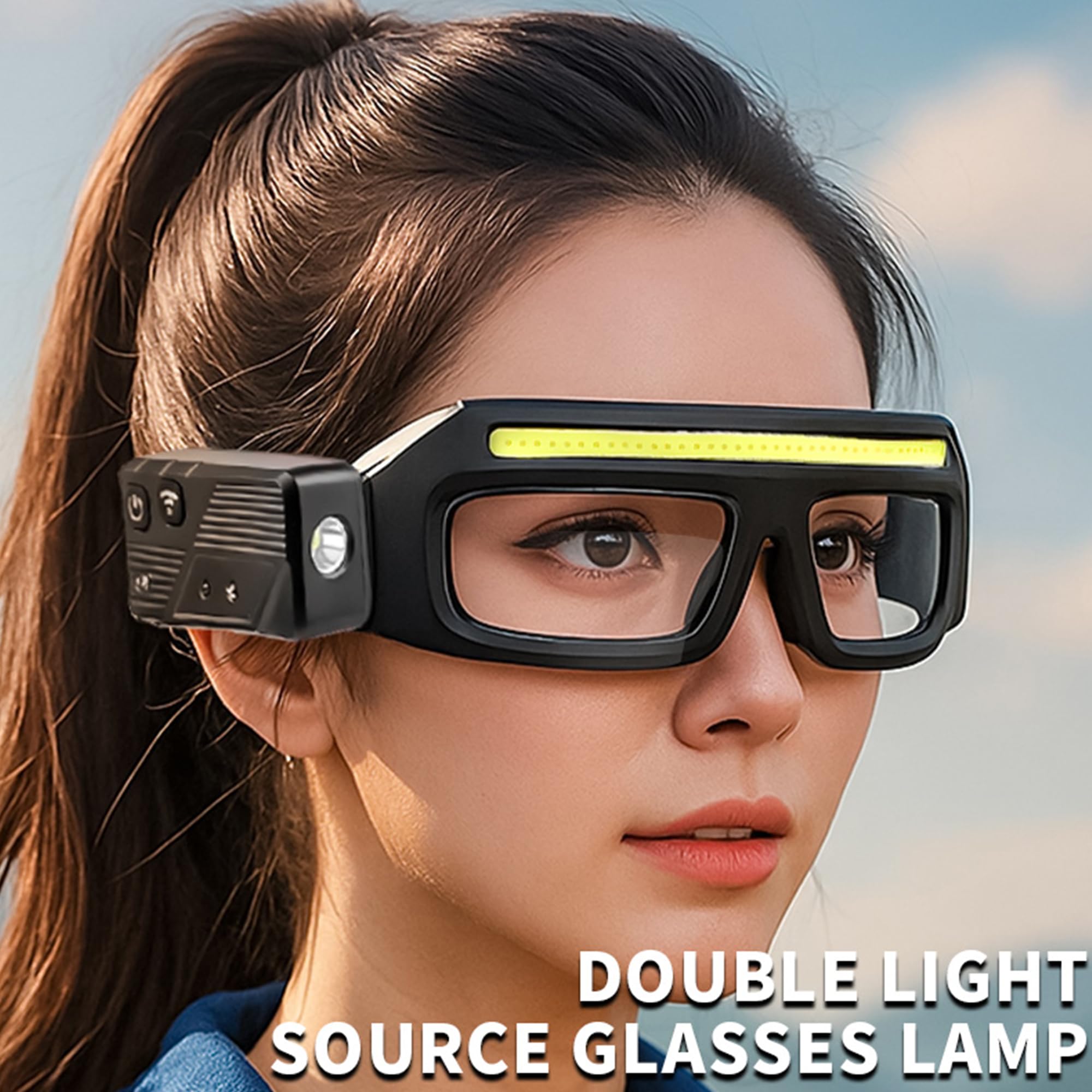 Rechargeable LED Headlamp - Safety Glasses with Light - Reading Lamp - Flashlight - Work Glasses - Walking Light Running - DIY Gift for Men - Glasses with Light - Night Glasses - Camping Lamp - Fishing - USB Rechargeable Headlamp - Black - 1 Piece - Image 6