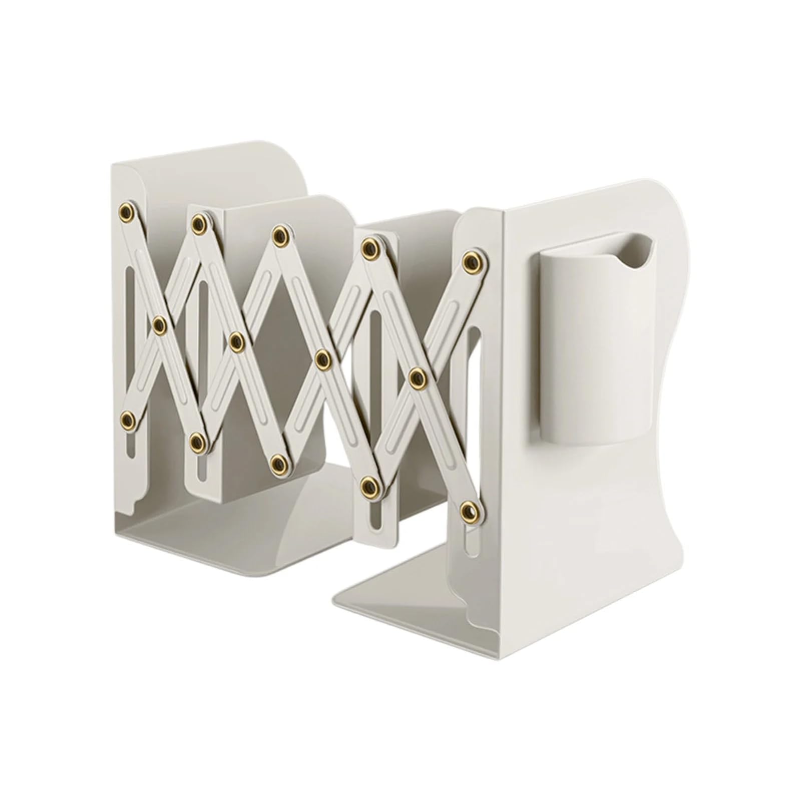Bookend - Desk Organizer - Book Rack - Book Stand - Book Holder - Office - School Supplies - Magazine Rack - Desk Accessories - Metal Bookends - Office Supplies - Extendable - White - 1 Piece - Image 1