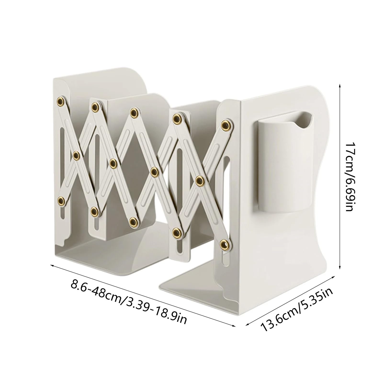 Bookend - Desk Organizer - Book Rack - Book Stand - Book Holder - Office - School Supplies - Magazine Rack - Desk Accessories - Metal Bookends - Office Supplies - Extendable - White - 1 Piece - Image 2