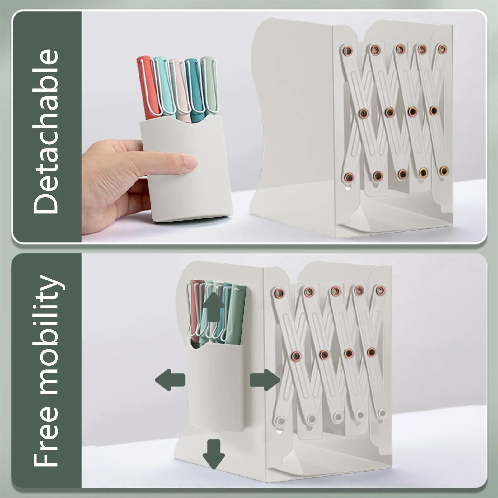 Bookend - Desk Organizer - Book Rack - Book Stand - Book Holder - Office - School Supplies - Magazine Rack - Desk Accessories - Metal Bookends - Office Supplies - Extendable - White - 1 Piece - Image 5