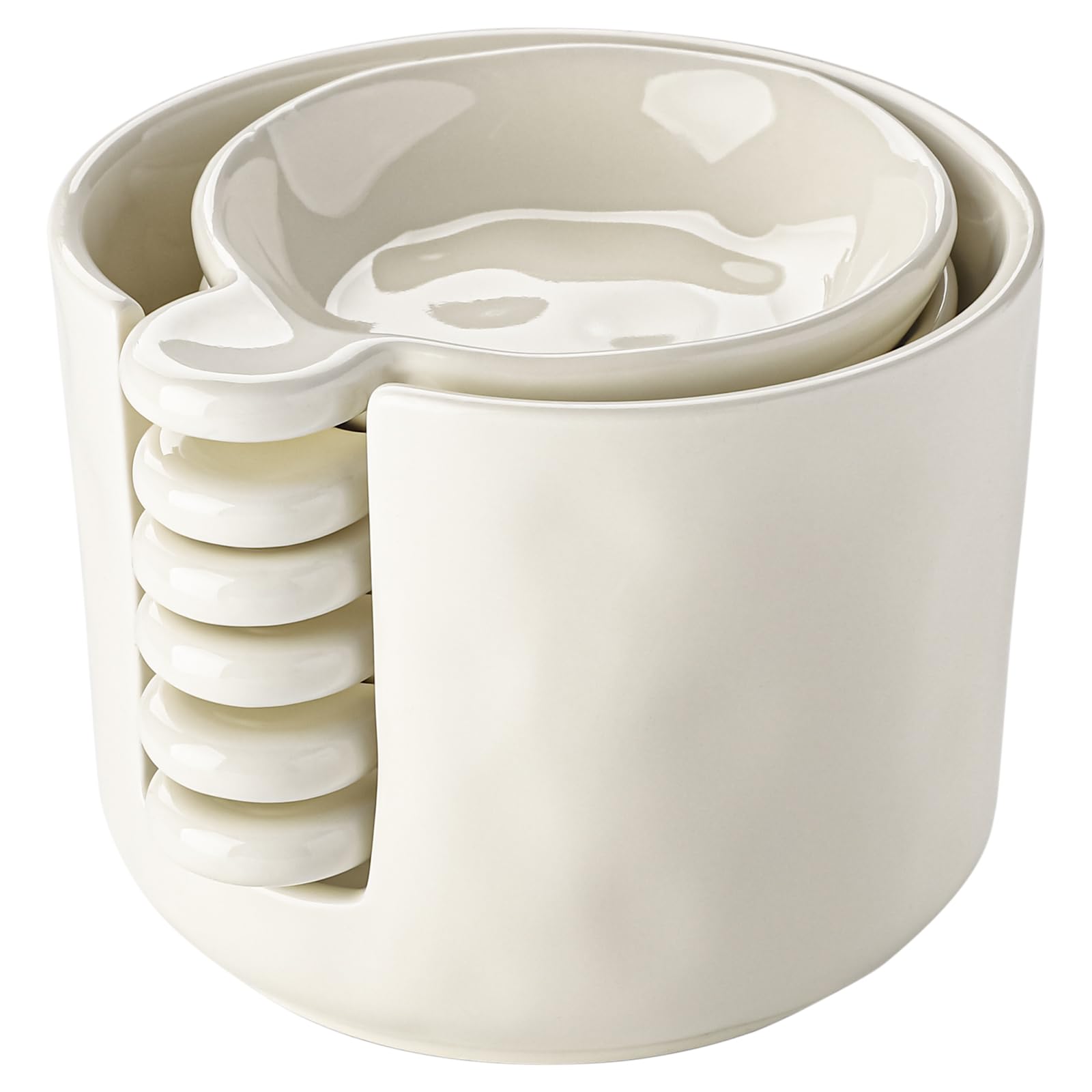 Sauce bowls - Tapas bowls - Dip bowls - Drinks bowls - Soy sauce bowl - Amuse bowls - Serving bowls - Gourmet - Snack bowls - Tableware - Ceramic Stackable with holder - White - 6 pieces - Image 1