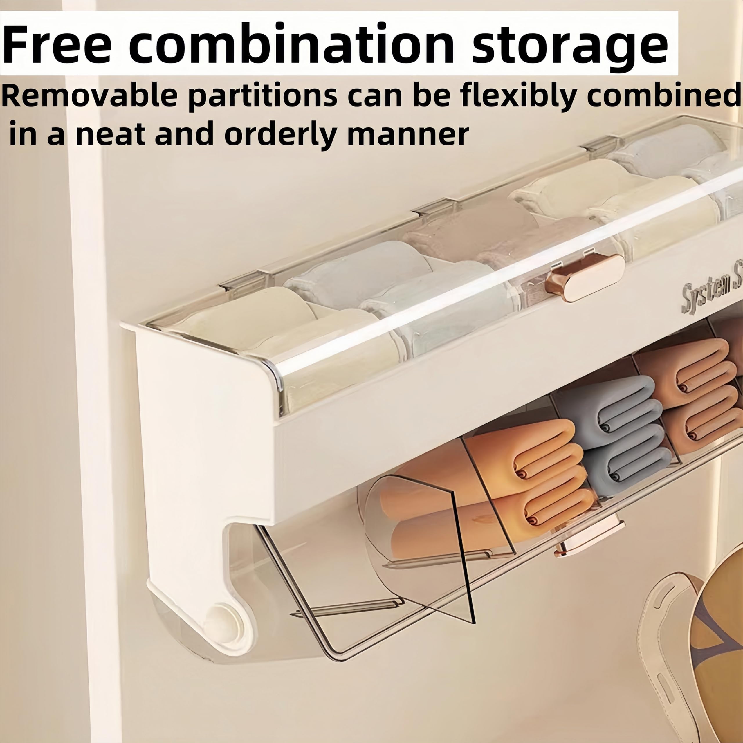 Underwear women's storage box - Premium quality - Storage box with lid - Clothing storage box - clothes rack - wardrobe - clothes hangers - Drawer - storage cabinet with compartments - Plastic storage box - Underwear - Socks - Hanging without drilling - W - Image 6