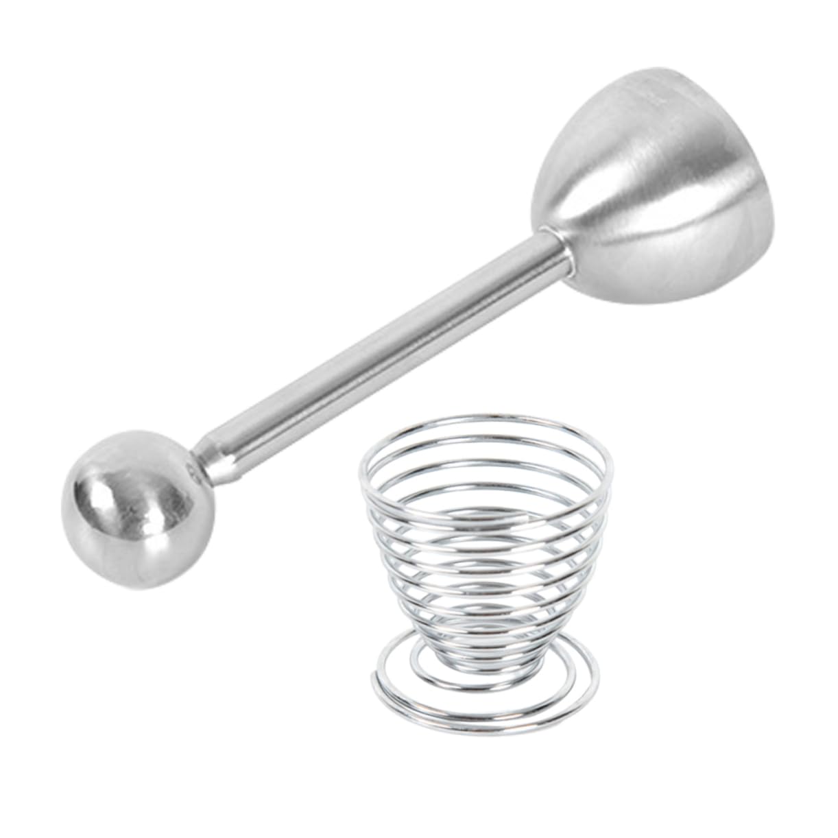 Egg Taper - Egg Cup - Egg Opener - Egg Shell Breaker - Egg Holder - Egg Cracker - Breakfast - Kitchen Utensils - Egg Beater - Kitchen Gadgets - Soft-Boiled Egg - Egg Cracker - Egg Slicer - Dishwasher Safe Stainless Steel - Silver - 2 Piece Set - Image 1