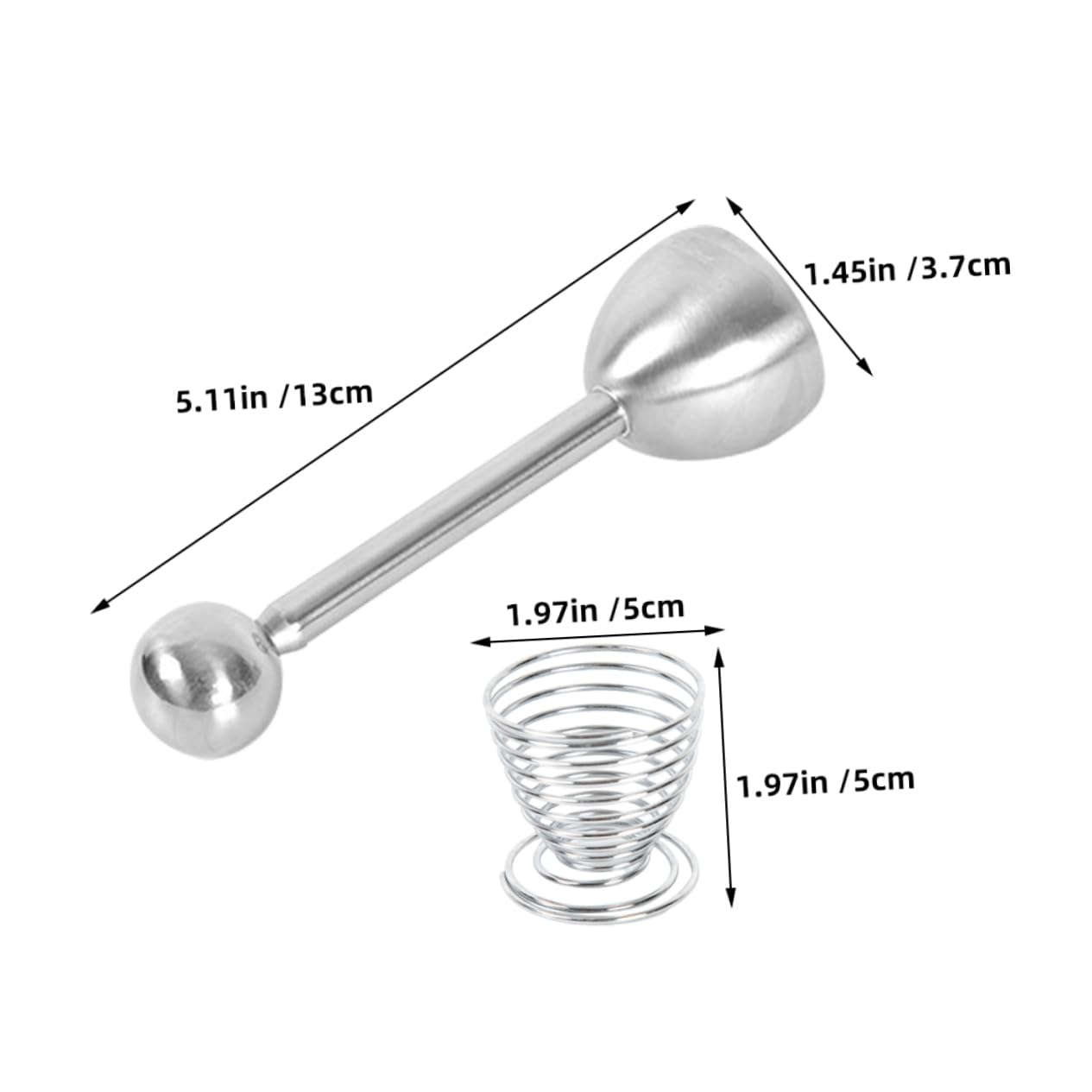 Egg Taper - Egg Cup - Egg Opener - Egg Shell Breaker - Egg Holder - Egg Cracker - Breakfast - Kitchen Utensils - Egg Beater - Kitchen Gadgets - Soft-Boiled Egg - Egg Cracker - Egg Slicer - Dishwasher Safe Stainless Steel - Silver - 2 Piece Set - Image 8