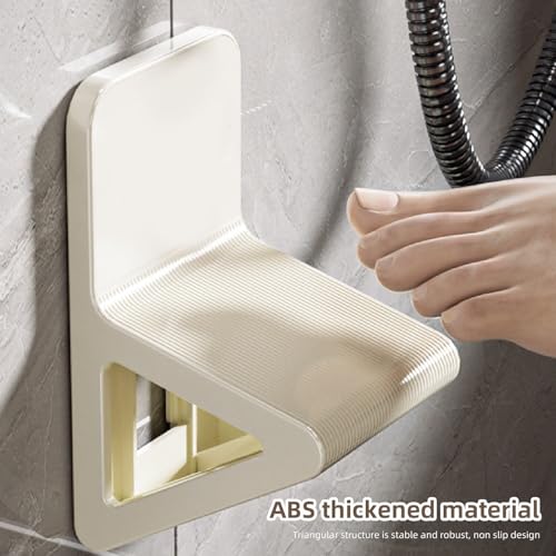 Shower stool - Footrest - Shoe bench - Shoe rack - Wall-mounted foot mat - Bath mat - Foot massager - Foot massage - Bathroom furniture - Bathroom rack - Bathroom - Toilet - Black & white - 2 pieces - Image 3