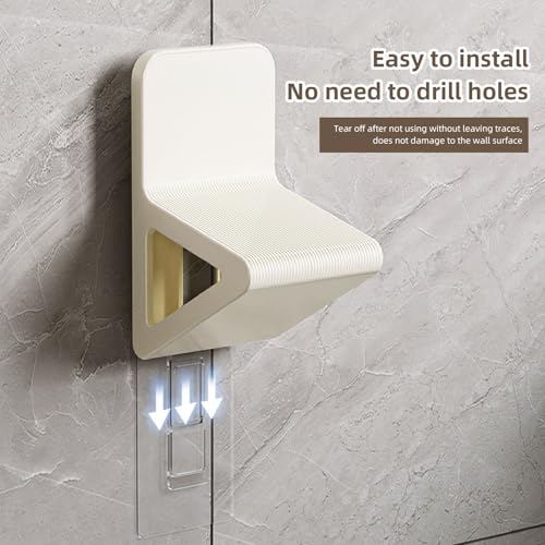 Shower stool - Footrest - Shoe bench - Shoe rack - Wall-mounted foot mat - Bath mat - Foot massager - Foot massage - Bathroom furniture - Bathroom rack - Bathroom - Toilet - Black & white - 2 pieces - Image 5