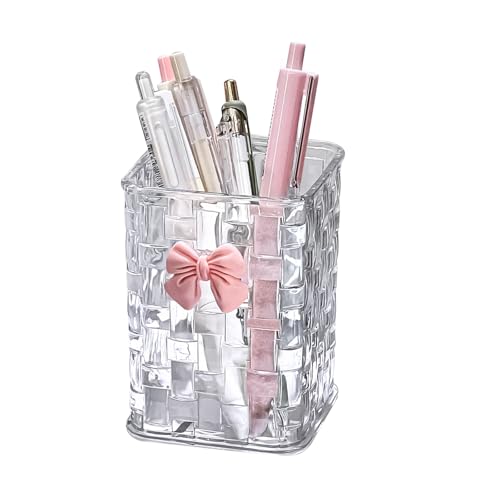 Desk organizer - Organizer - Storage basket - Storage box - Desk accessories - Desk organizer pen tray - Desk organizer pen tray - Bathroom cabinet - Bathroom furniture - Bow - Transparent white - 1 piece - Image 1