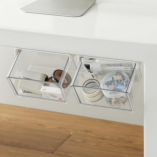 Makeup organizer - Organizer - Storage basket - Storage box - Mirror cabinet - Cable organizer - Chest of drawers - Makeup storage basket - Cosmetics organizer - Bathroom cabinet - Bathroom furniture - Transparent white - 2 pieces - Image 1