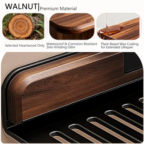 Wall shelf - bath shelf - shower rack - towel rack - shelf - bathroom rack - Mirror cabinet - Storage rack - Draining rack - bathroom furniture - Bathroom - Storage box - storage basket - Toilet - walnut & black - 1 piece - Image 5