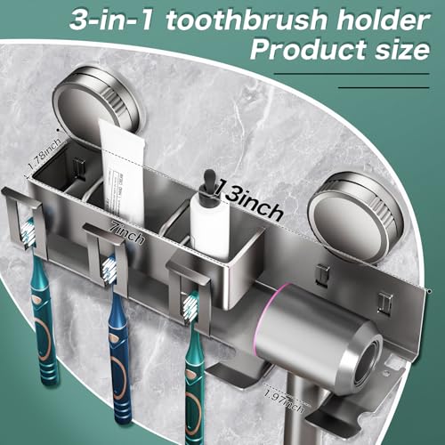 Toothbrush holder - Wall shelf - Bath shelf - Shower rack - Hair dryer shelving unit - Bathroom rack - Storage rack - Storage basket - Organizer - Draining rack - Bathroom furniture - Bathroom - Toilet - Black - 1 piece - Image 2