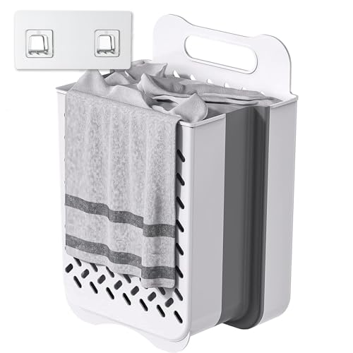 Laundry Basket - Folding Laundry Basket - Wall Shelf - Bath Shelf - Bathroom Rack - Storage Rack - Storage Basket - Organizer - Foldable Silicone Laundry Basket - Bathroom Furniture - Bathroom - Toilet - Black - 1 Piece - Image 1