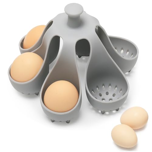 Egg cooker - baking supplies - egg cooker 6 eggs - egg carton - kitchen utensils - egg cooker - egg cooker mold - silicone egg cooker - silicone - silicone mold - silicone kitchen utensils - gray - 1 piece - Image 1