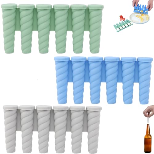 Ice cube tray - ice cubes - 6 ice cubes - ice cube makers - Kitchen utensils - ice cube tray with lid - silicone ice cube tray - silicone ice cubes - silicone - silicone mold - silicone kitchen utensils - Gray - Blue - Green - 3 pieces - Image 1