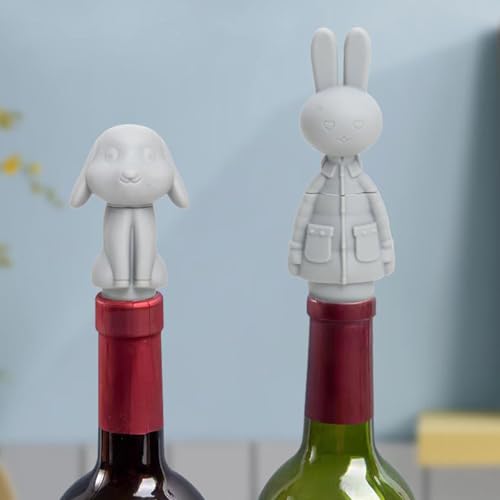 Wine stopper - festival cap - Beer stopper - Champagne stopper - Wine stopper - Bottle stopper - beer package - Rabbit - silicone - silicone stopper - bottle cap for festivals - gray - 2 pieces - Image 4