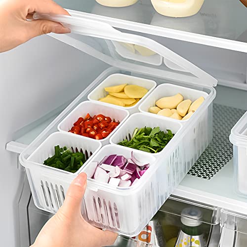 Storage box - Storage box with lid - Organizer - Food storage containers - Refrigerator organizer - Pallet - Divider pallet - Fruit bowl - Fruit basket - Ginger Organizer - 6 compartments - White - 1 piece - Image 1