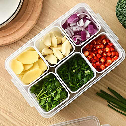 Storage box - Storage box with lid - Organizer - Food storage containers - Refrigerator organizer - Pallet - Divider pallet - Fruit bowl - Fruit basket - Ginger Organizer - 6 compartments - White - 1 piece - Image 5