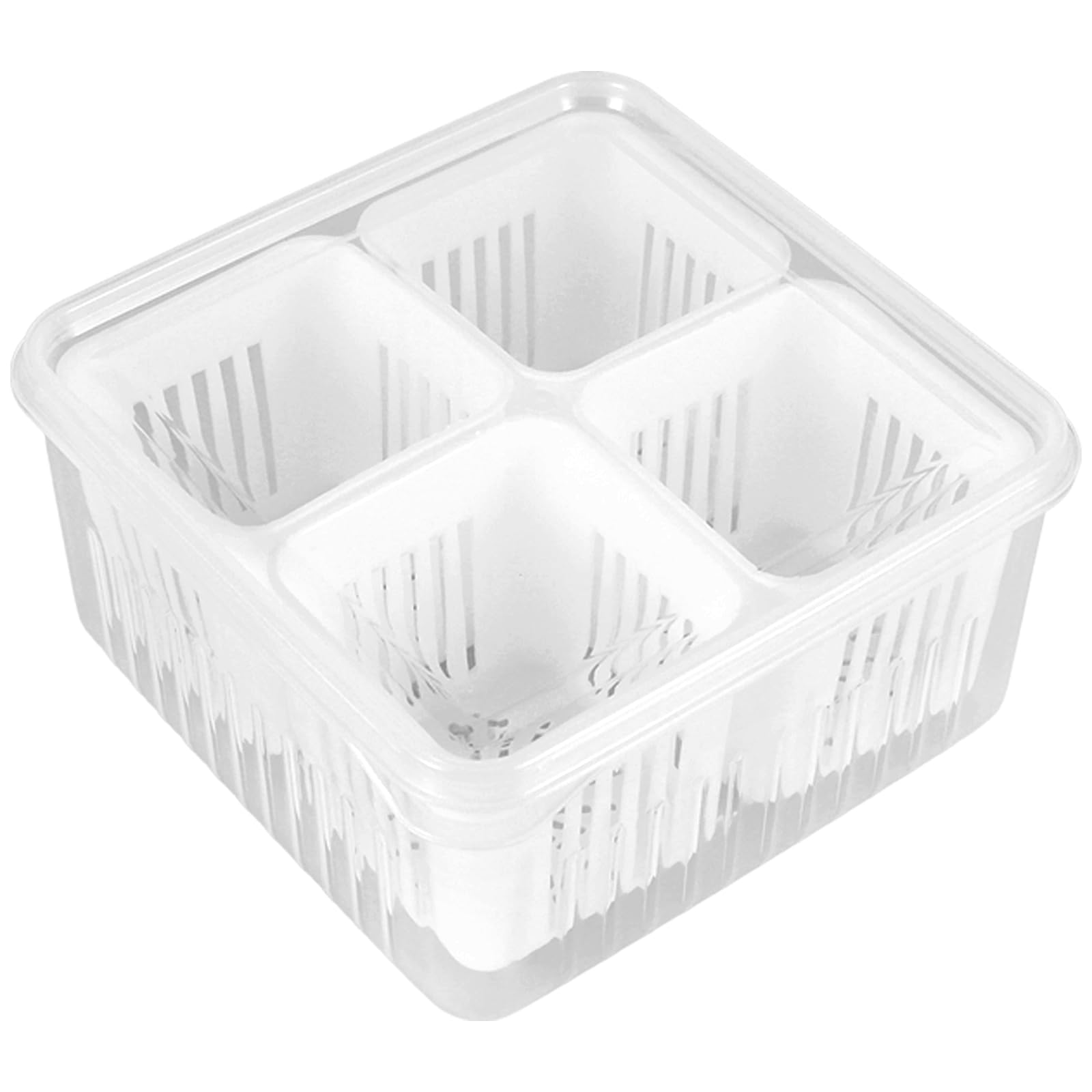 Storage box - Storage box with lid - Organizer - Food storage containers - Fridge organizer - Pallet - Divider pallet - Fruit bowl - Fruit basket - Ginger Organizer - 4 compartments - White - 1 piece - Image 1