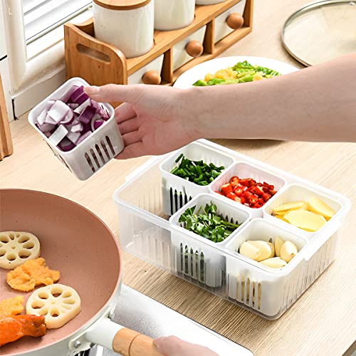 Storage box - Storage box with lid - Organizer - Food storage containers - Fridge organizer - Pallet - Divider pallet - Fruit bowl - Fruit basket - Ginger Organizer - 4 compartments - White - 1 piece - Image 6