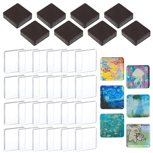 Fridge magnet set - DIY decoration - magnetic wall sticker - living room decoration - decoration - office decoration - party decoration - Christmas gifts - Christmas gifts for adults - Acrylic - Transparent - 5 cm x 5 cm - 24 pieces - Image 1
