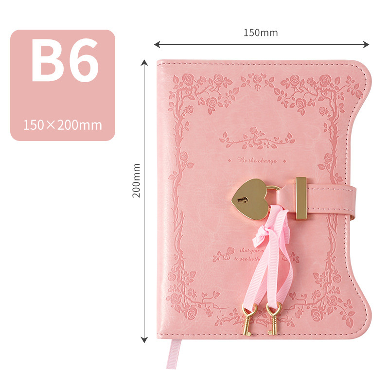 Diary - Journal - diary with lock - password book - Notebook - notebook b6 - diary for adults - books - Retro - Creative - Christmas gifts - Christmas gifts for adults - gift for women - gift for men - pink - Image 1