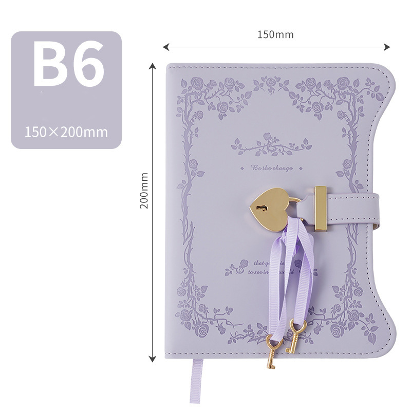 Diary - Journal - diary with lock - password book - Notebook - notebook b6 - diary for adults - books - Retro - Creative - Christmas gifts - Christmas gifts for adults - gift for women - gift for men - Purple - Image 1