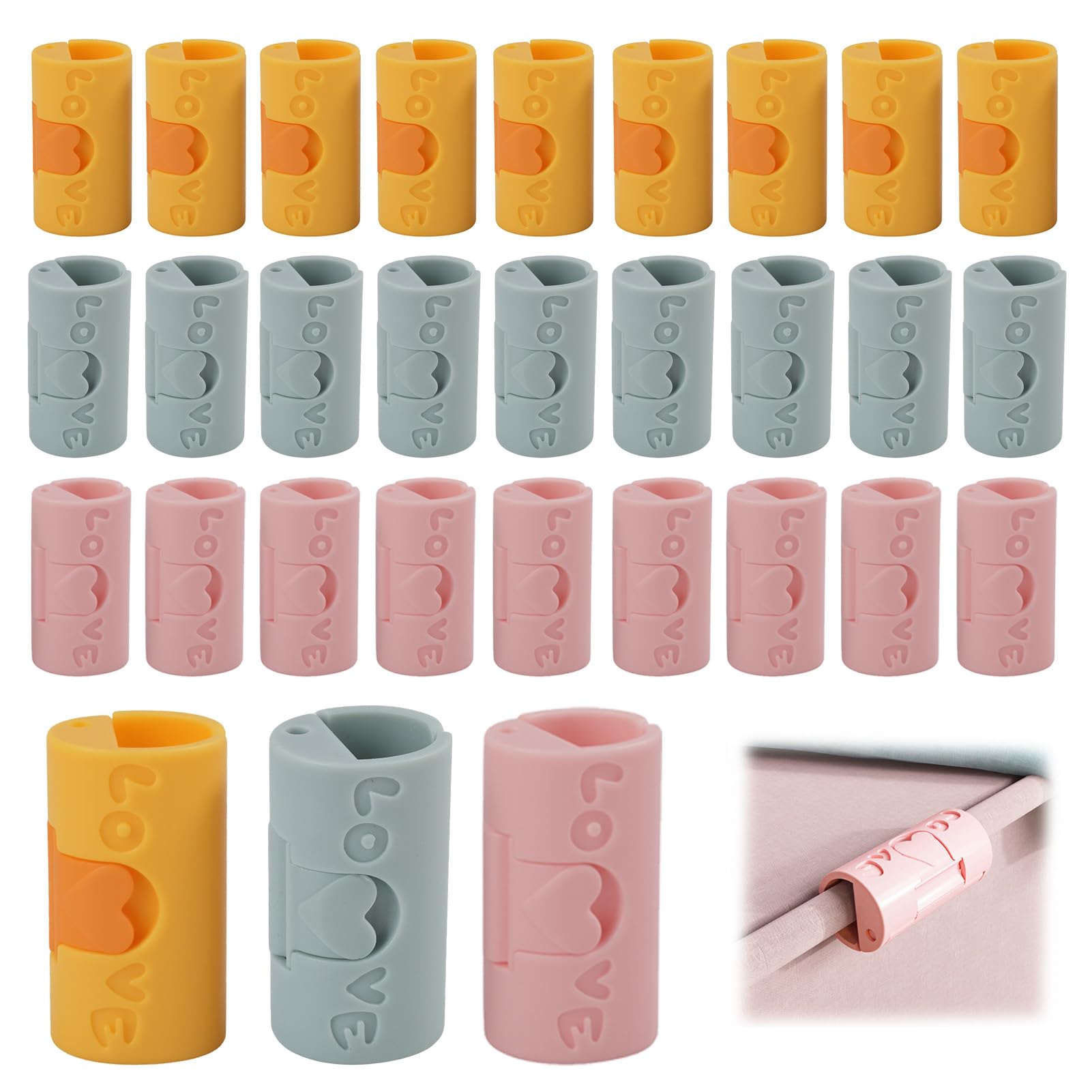 Clothes Pegs - Hanger Clips - Clips - Windproof Pegs - Clothesline Pegs - Trouser Hanger Clips - Clothespins - Velvet Hanger Clips - Laundry Clips - Non-Slip Clothes Clips - Needleless - Pink - Blue - Yellow - 30 pieces - Image 1