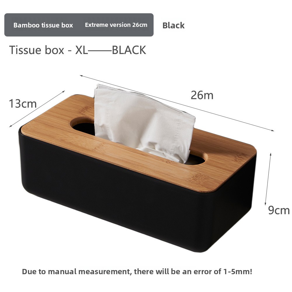 Tissue Box - Tissue Box - Tissue Holder - Tissue Box - Bamboo Lid - White - Tissue Holder - Bathroom Accessories - Toilet Organizer - Living Room Decoration - Rectangular - 1 piece - Image 2