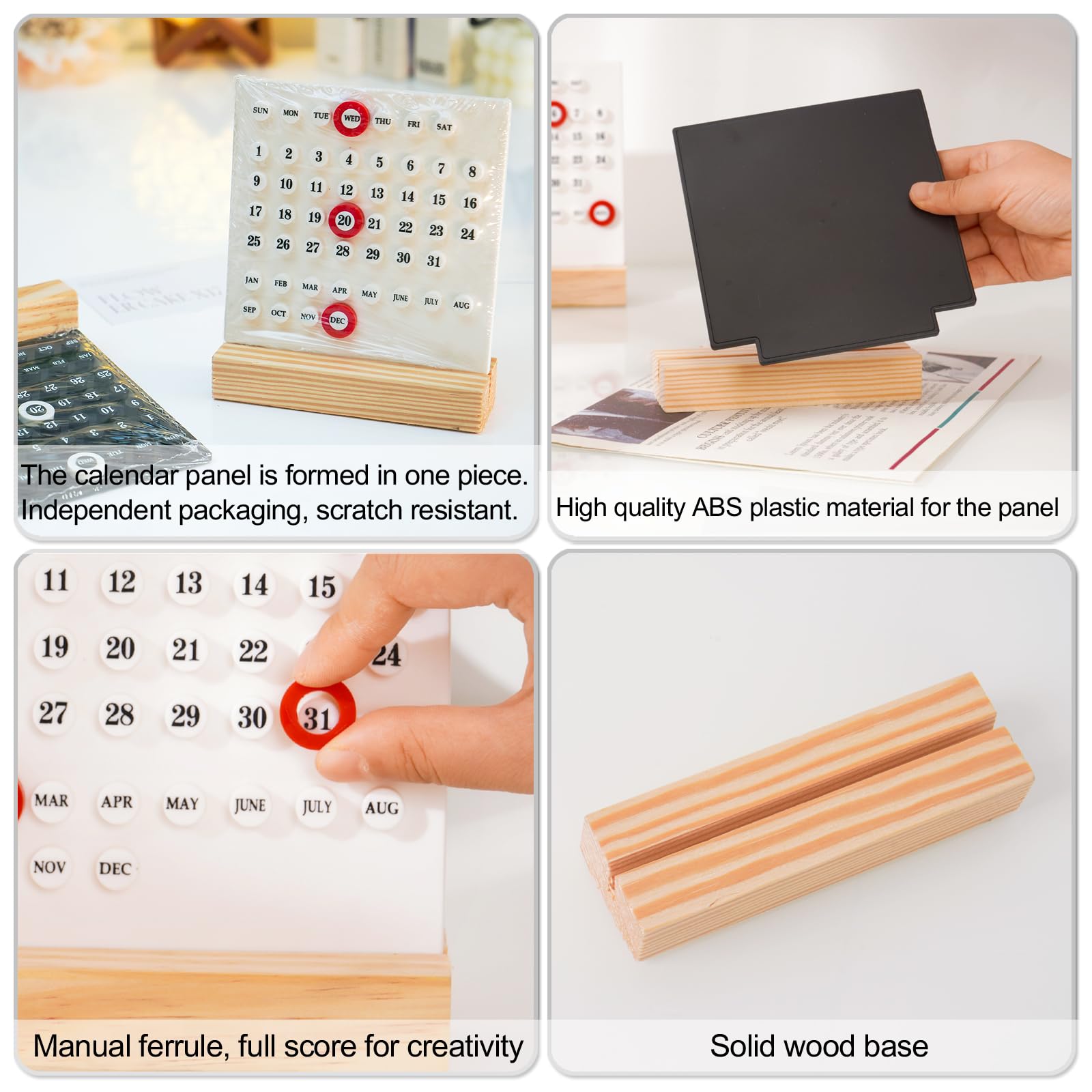 Perpetual Calendar - Desk Calendar - Desk Accessories - Home Decor - Wooden Calendar - Table Calendar - Office Supplies - Home Decor - Gadgets - Date Indicator - White - 1 Piece - Image 6