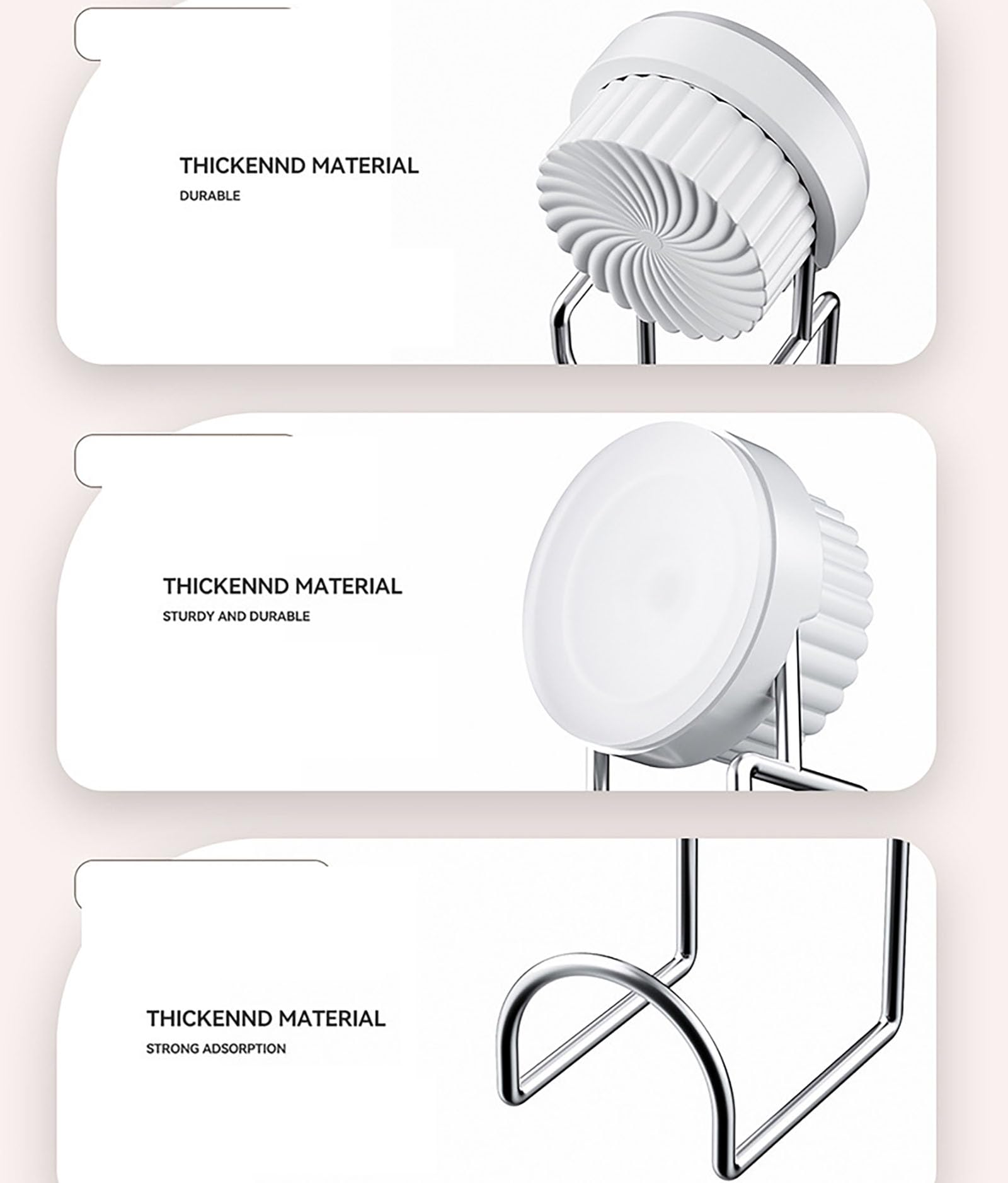 Bathroom Hooks - Towel Hook - Bathroom Accessories - Suction Cup Hooks - Sponge Holder - Kitchen Accessories - Hanging Hooks - Bathroom Organizer - Wall Hook - No Drilling - White - 1 Piece - Image 3