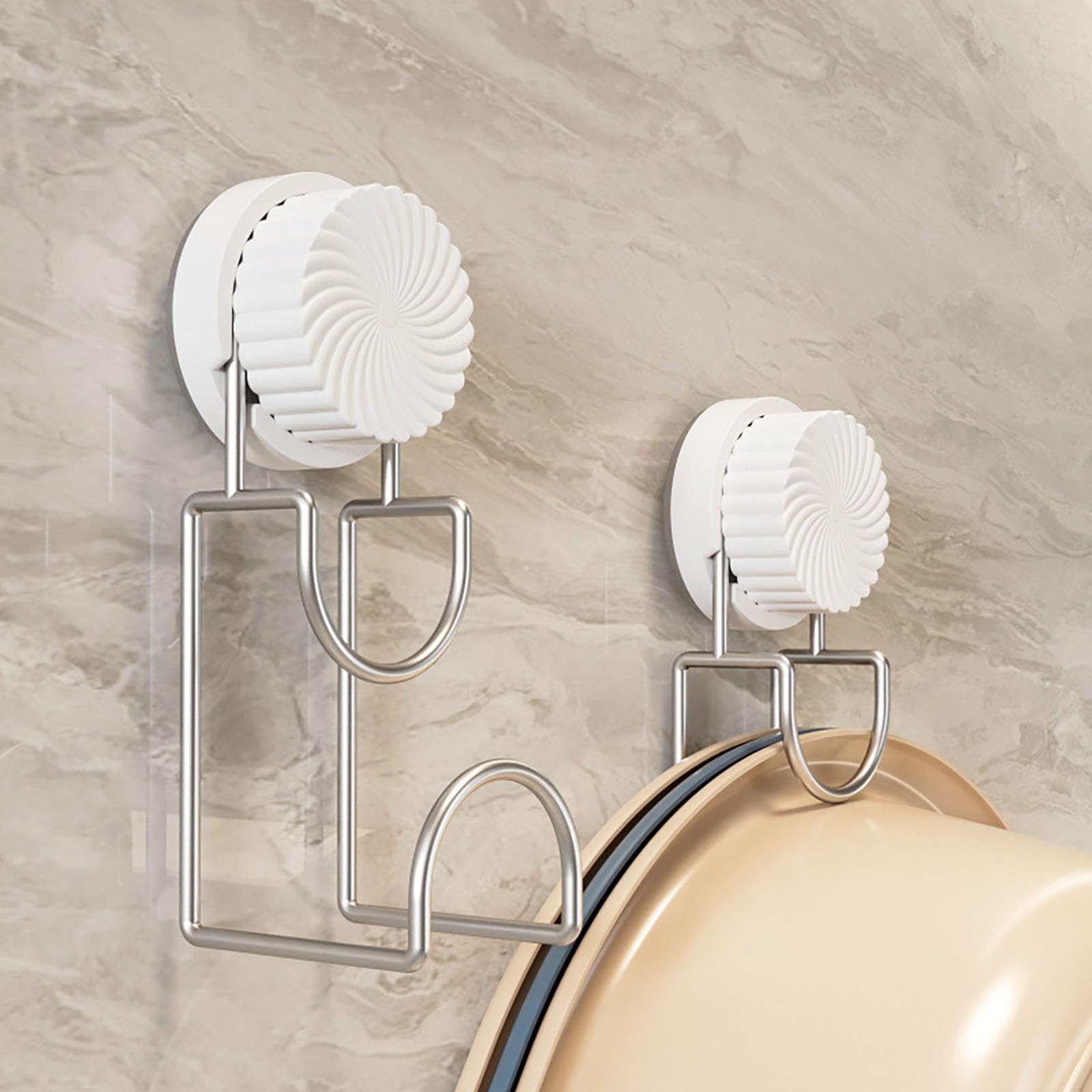 Bathroom Hooks - Towel Hook - Bathroom Accessories - Suction Cup Hooks - Sponge Holder - Kitchen Accessories - Hanging Hooks - Bathroom Organizer - Wall Hook - No Drilling - White - 1 Piece - Image 7