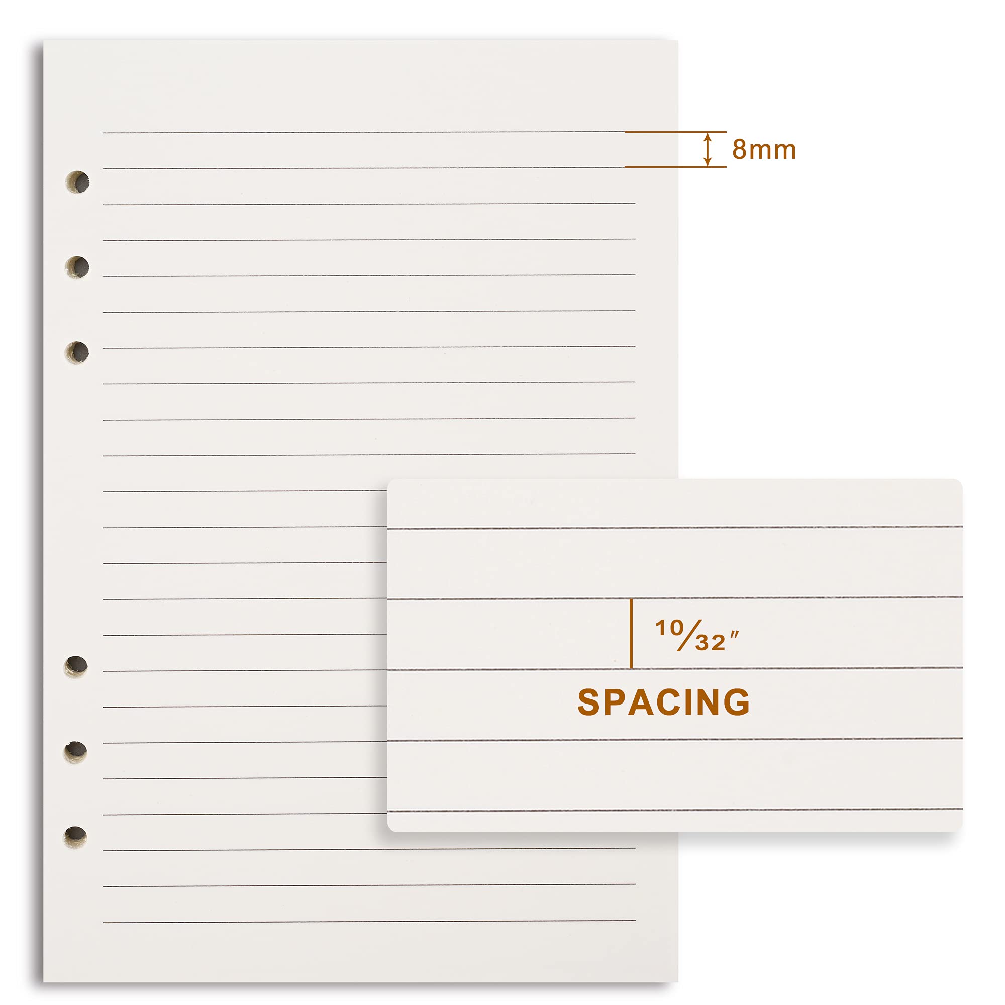 Refill A5 lined - Ring binder paper - Agenda refill - Notebook paper - Loose-leaf paper - School supplies - Office supplies - Writing pad - Notepad - 6 rings - Notepad - Agenda paper - 80 sheets - Image 5