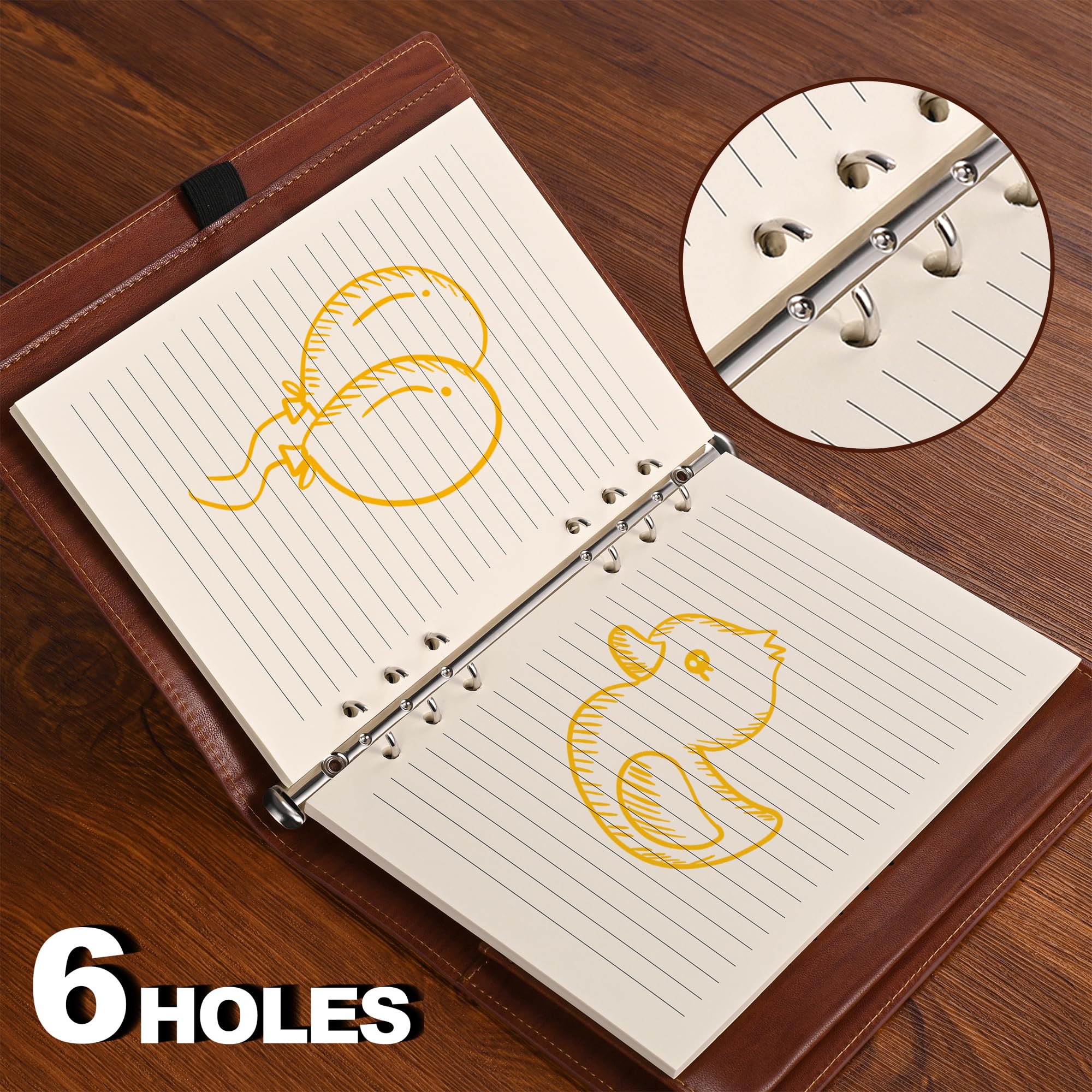 Refill A5 lined - Ring binder paper - Agenda refill - Notebook paper - Loose-leaf paper - School supplies - Office supplies - Writing pad - Notepad - 6 rings - Notepad - Agenda paper - 80 sheets - Image 6