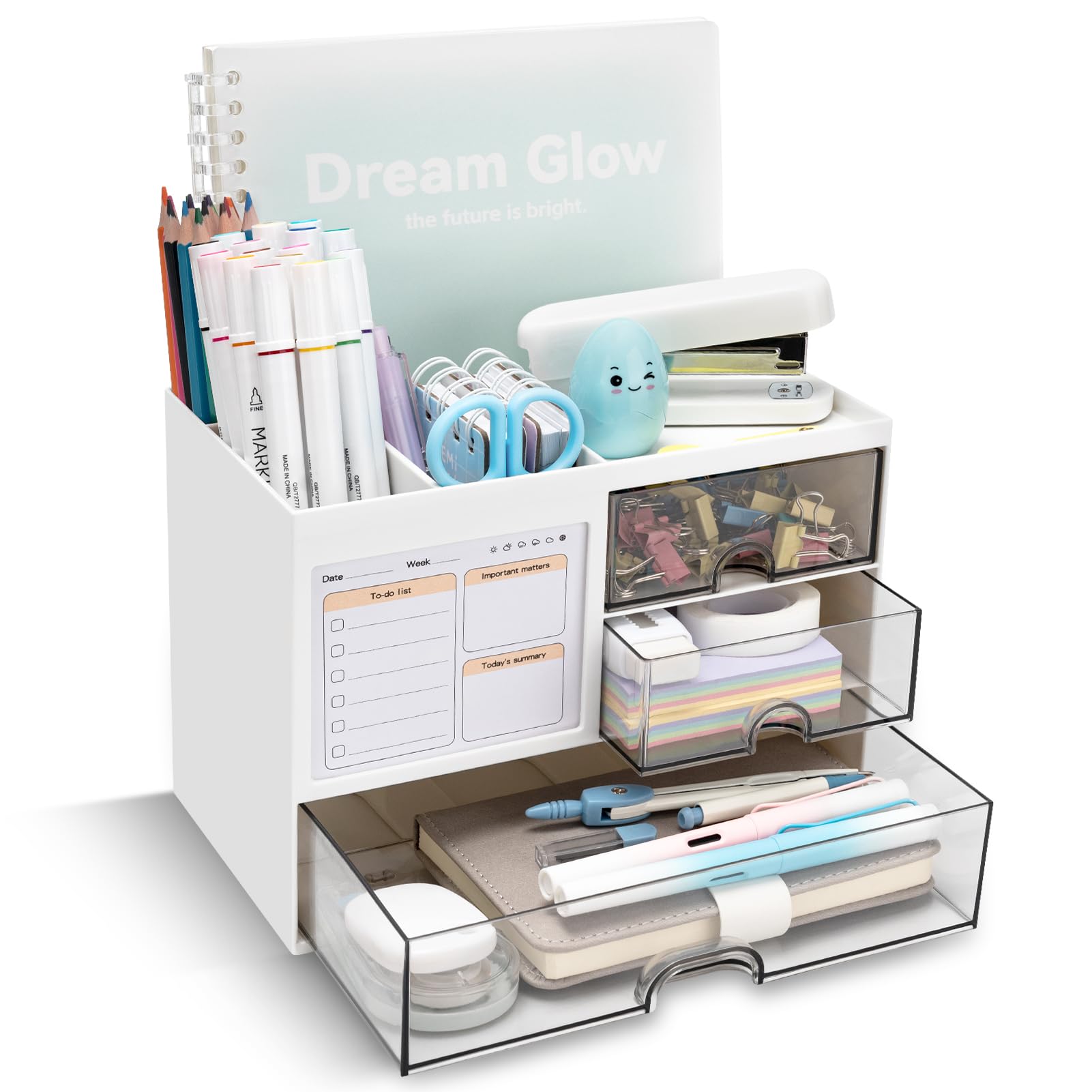 Desk organizer - Pen tray - Desk accessories - Drawer cabinet - School supplies - Office supplies - Storage box with drawers - Pen holders - Desk organizer - Storage system - Storage - white - 1 piece - Image 1