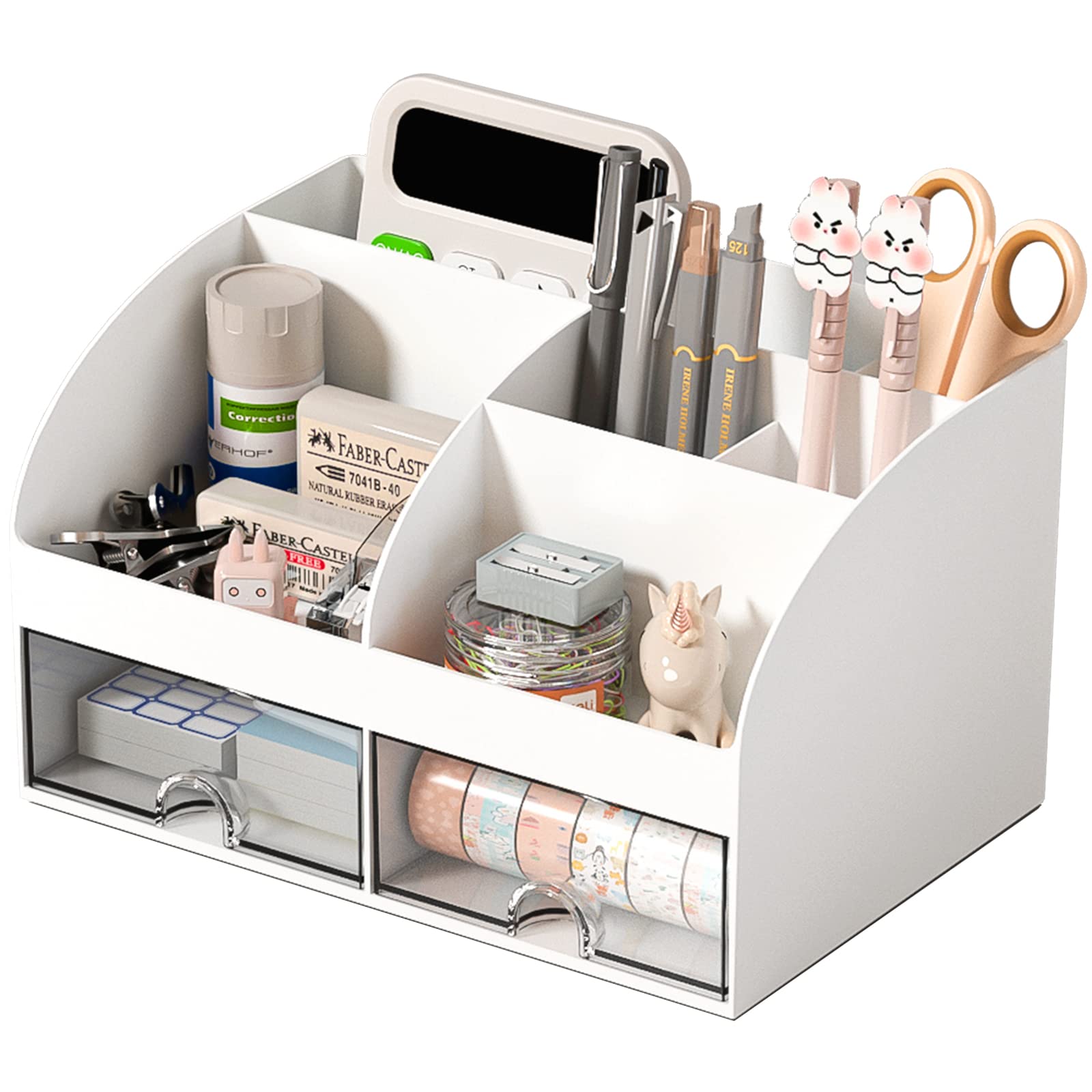 Desk organizer - Makeup organizer - Bathroom organizer - Pen tray - Drawer cabinet - Office supplies - Cosmetics organizer - Desk organizer - Desk accessories - Brush holder - Storage box with drawers - Storage system - White - 1 piece - Image 1