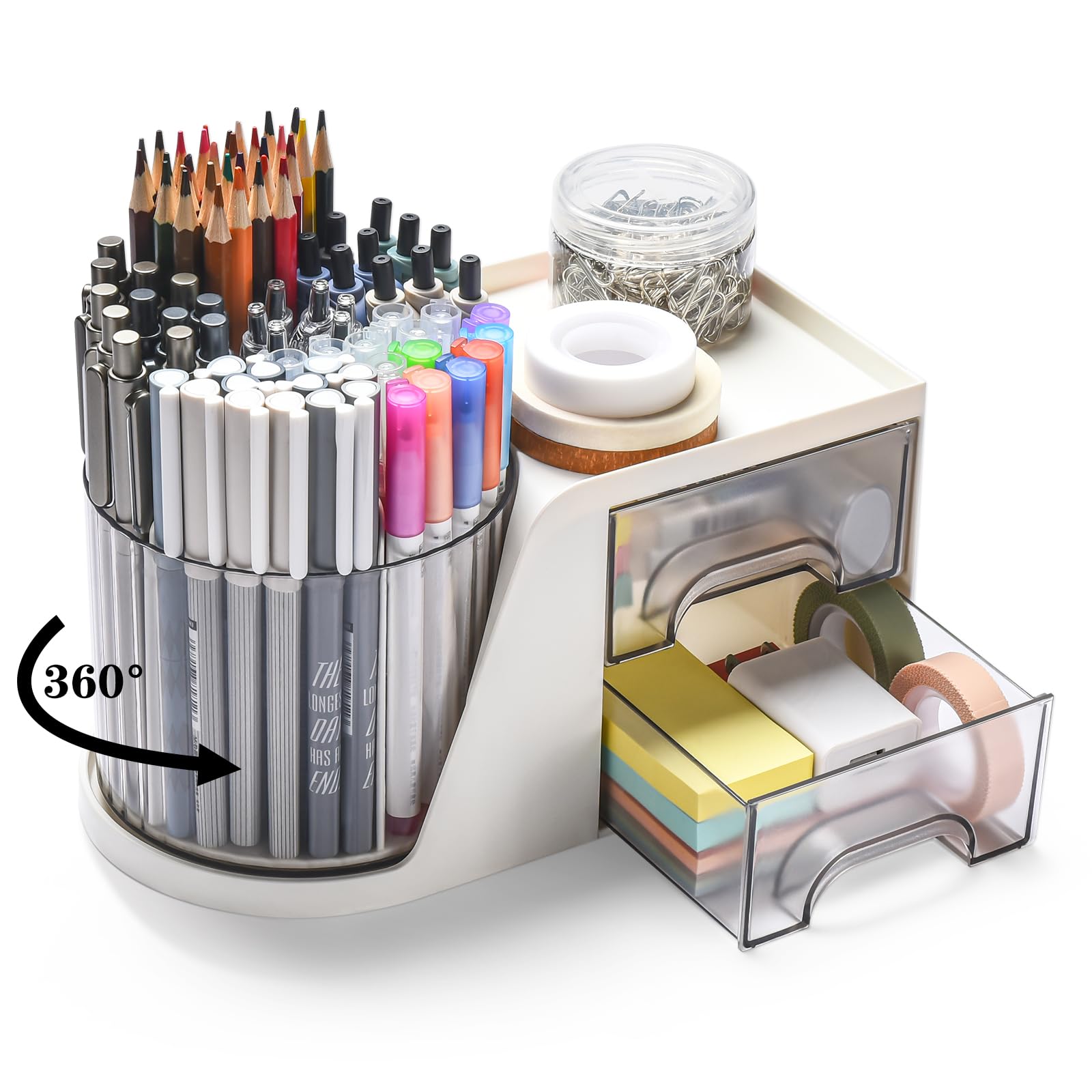 Desk organizer - Make up organizer - Pen tray - Bathroom organizer - Brush holder - Drawer cabinet - Office supplies - Cosmetics organizer - Desk organizer - Desk accessories - Storage box with drawers - Bathroom accessories - White - 1 piece - Image 1