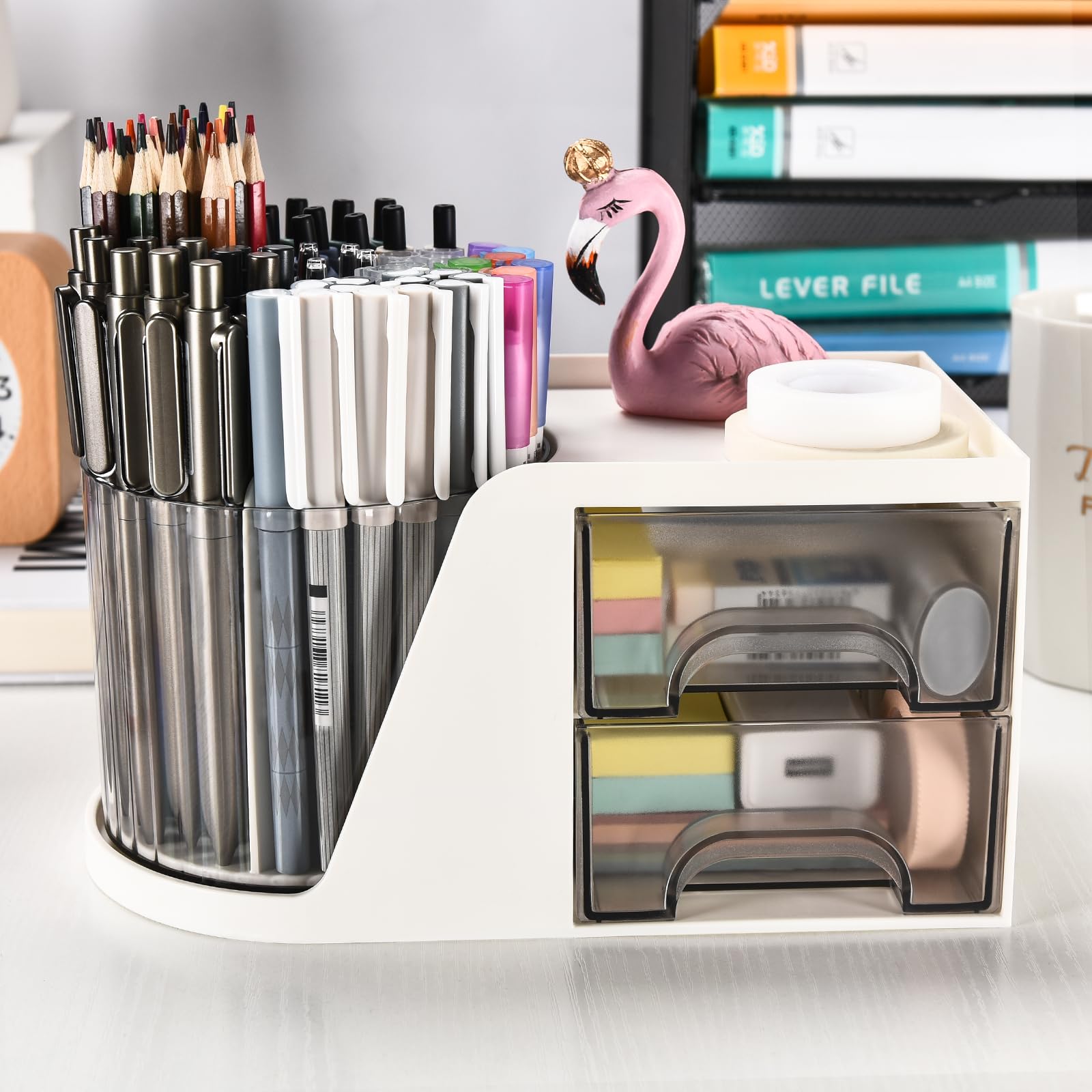Desk organizer - Make up organizer - Pen tray - Bathroom organizer - Brush holder - Drawer cabinet - Office supplies - Cosmetics organizer - Desk organizer - Desk accessories - Storage box with drawers - Bathroom accessories - White - 1 piece - Image 2