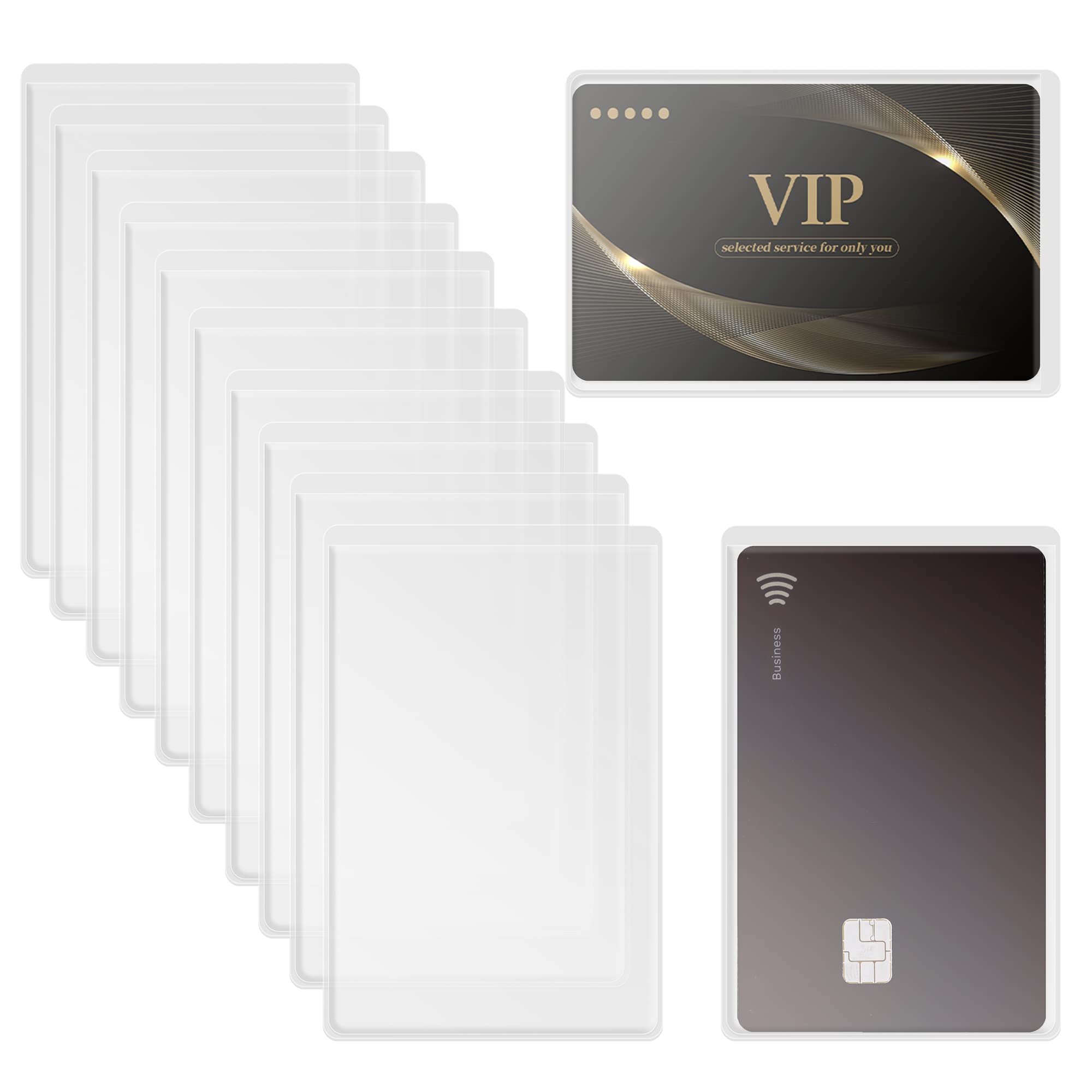 Transparent Card Holder - Bank Card Cover - ID Card Holder - Credit Card Holder - Public Transport Chip Card Cover - Protective Covers - Badge Holder - Waterproof - Plastic Card Cover - For Cards - 50x Horizontal & 50x Vertical - 100 pieces - Image 1