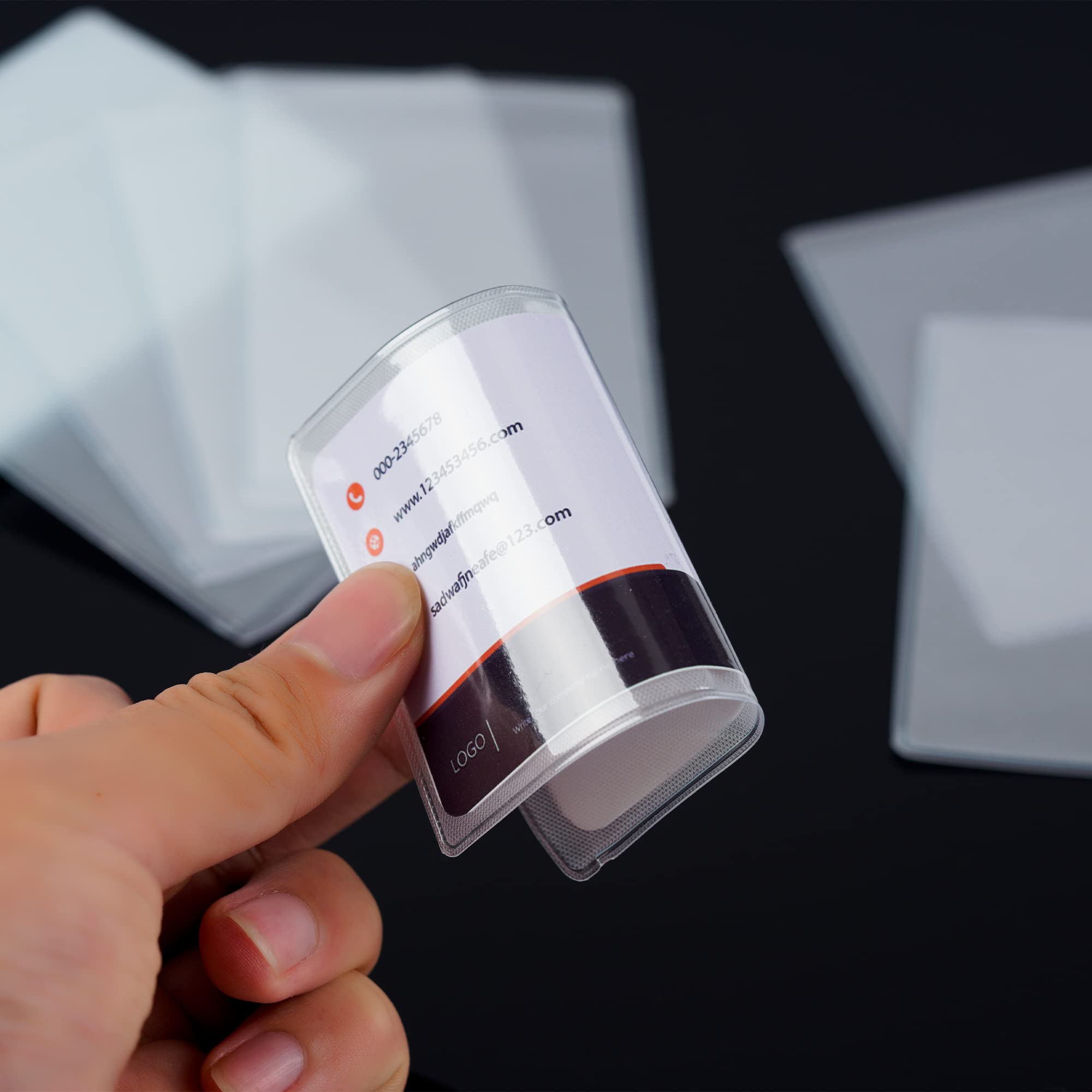 Transparent Card Holder - Bank Card Cover - ID Card Holder - Credit Card Holder - Public Transport Chip Card Cover - Protective Covers - Badge Holder - Waterproof - Plastic Card Cover - For Cards - 50x Horizontal & 50x Vertical - 100 pieces - Image 3