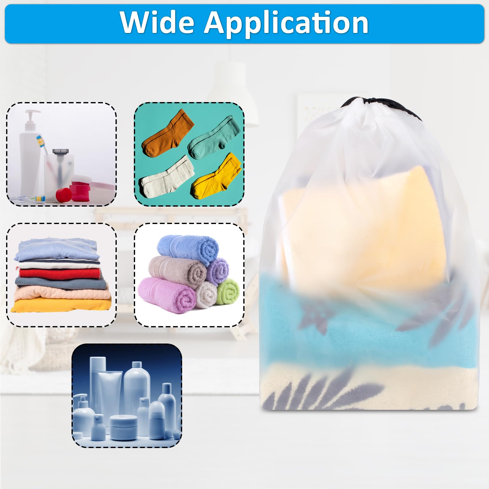 Shoe Bags - Travel Organizer - Shoe Storage - Suitcase Organizers - Transparent - Water-Repellent - Dust-Free - Storage Bags - Drawstring - Sneakers - Holiday Accessories - Sports Bag - Camping - White - Large Size - 10 Pieces - Image 6