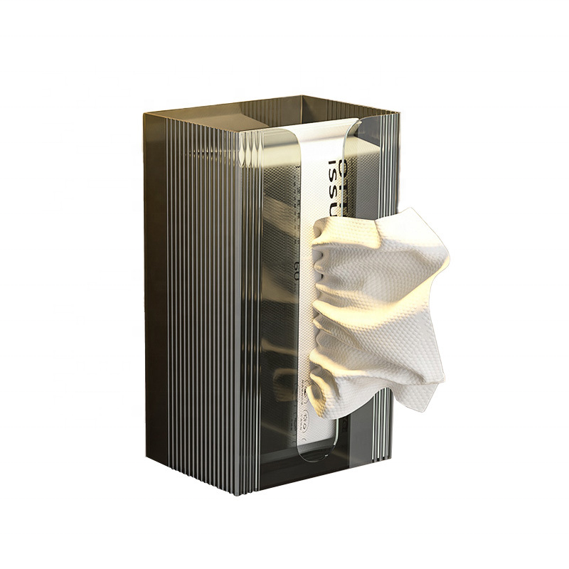 Tissue Box - Tissue Box - Tissue Holder - Tissue Box - Wall Mounted - No Drilling - Self-Adhesive - Bathroom Accessories - Toilet Organizer - Kitchen Storage - Dispenser - Acrylic - Transparent - Universal - Refillable - Black - 1 piece - Image 1