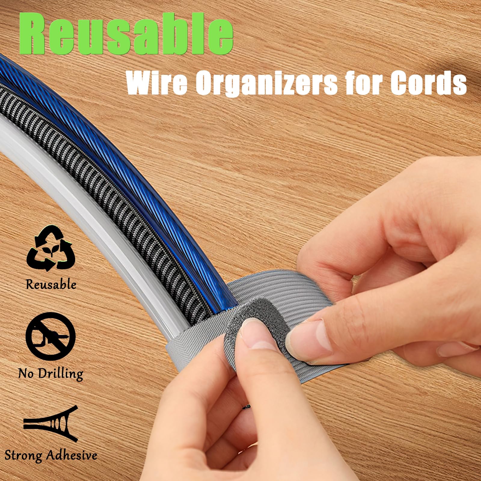 Cable Clips - Cable Management - Cable Organizer - Cable Holder - Self-Adhesive - Velcro - Cable Ties - Cord Clips - Desk Accessories - Cable Management - Cord Holder - Office - Gaming Setup - Cable Tie - Organize - Gray - 80 Pieces - Image 2