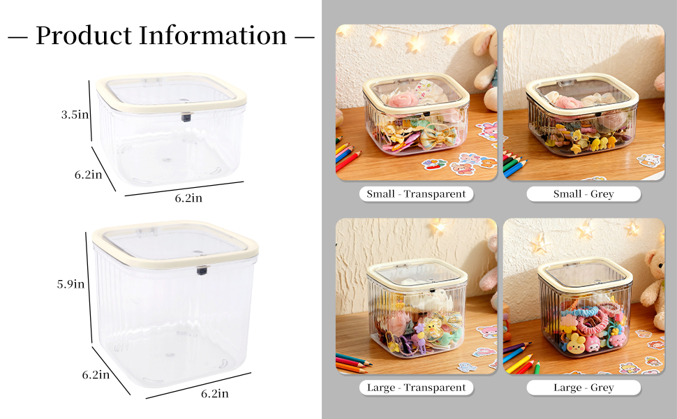 Makeup Organizer - Storage Box with Lid - Jewelry Box - Bathroom Accessories - Cosmetics Storage - Hair Accessories - Storage Box - Storage Containers - Toilet Organizer - Acrylic - Transparent - Set of 2 - Image 7