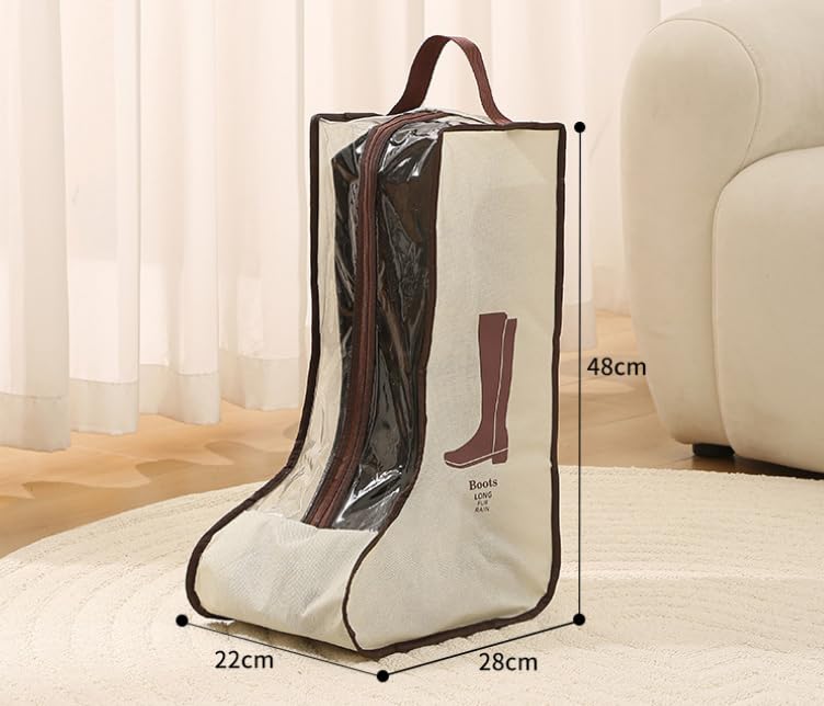 Boot Bag - Shoe Bag - Boot Storage - Dust Cover - Shoe Storage Bag - Travel Organizer - Transparent - Breathable - With Handle - Zipper - Protective Cover - High Boots - Ankle Boots - White - Set of 2 - Image 5
