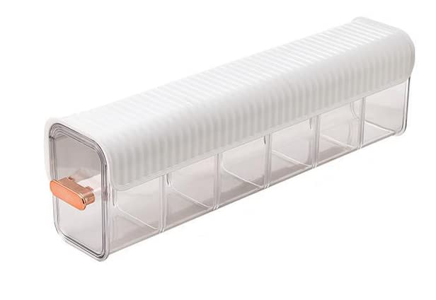 Underwear organizer - Sock organizer - Wardrobe organizer - Wall mounted - No drilling - Storage box with 6 compartments - Lingerie storage - Self-adhesive - Cable organizer - Transparent - Storage system - Space saving - White - 1 piece - Image 1