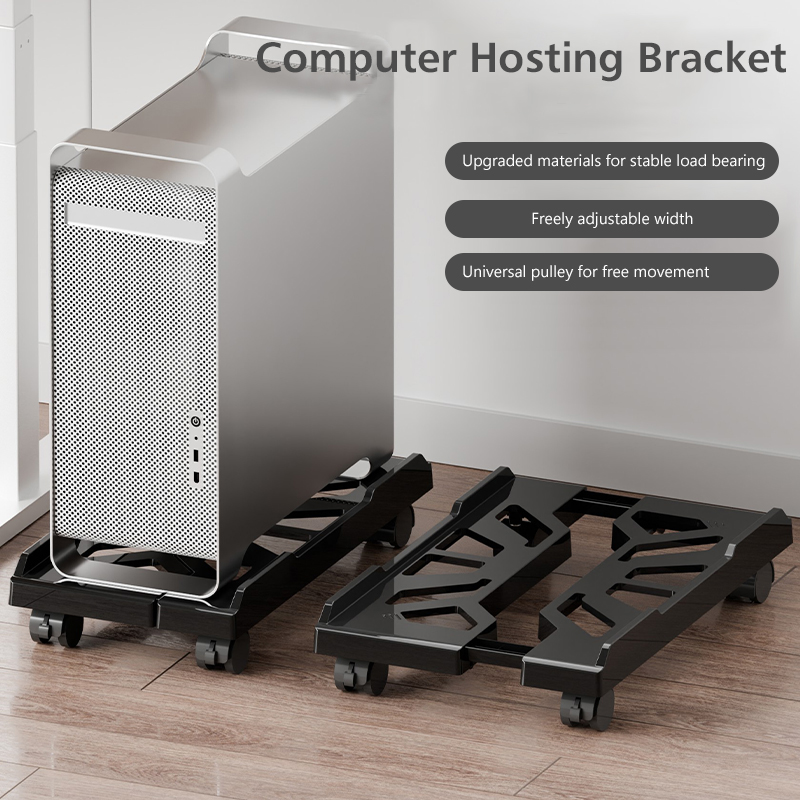 PC Stand with Wheels - Computer Holder - CPU Trolley - Mobile - PC Cart - Desktop Stand - Computer Case Holder - Gaming Setup - Office Supplies - Floor Stand - Computer Accessories - Adjustable Width - Black - 1 Piece - Image 3